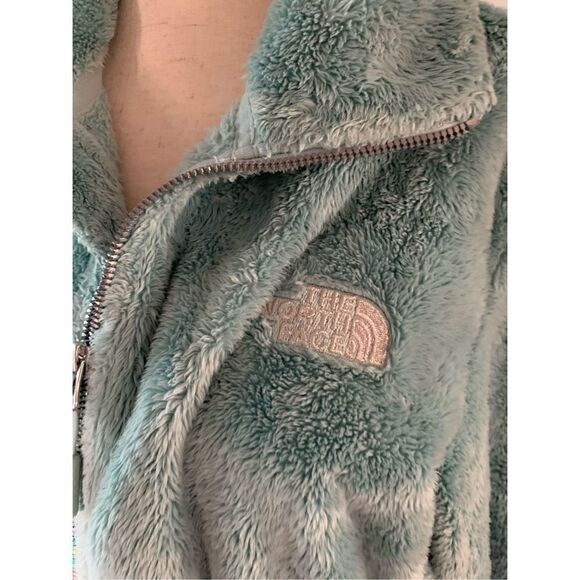 North face green fip up fleece jacket comfy and cozy - Picture 2 of 4